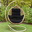 Livingandhome Black Garden Outdoor Hanging Basket Chair Cushion Seat Pad  50 x 125 cm