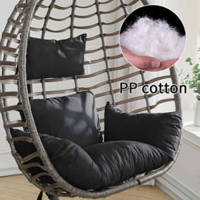 Livingandhome Black Hanging Egg Chair Pad Wicker Swing Chair Seat Cushion