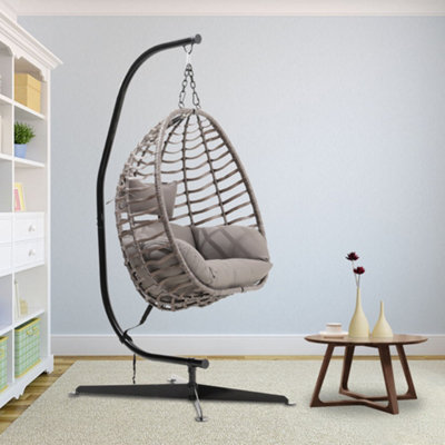 Livingandhome Black Heavy Duty C Shape Indoor Outdoor Metal Hanging Chair Stand