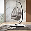 Livingandhome Black Heavy Duty C Shape Indoor Outdoor Metal Hanging Chair Stand