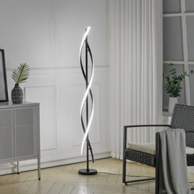 Livingandhome Black Iron LED Light Source Curve Floor Lamp