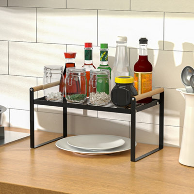 Livingandhome Black Kitchen Spice Rack Storage Shelf Worktop Organizer Dish Rack W 350 mm DIY