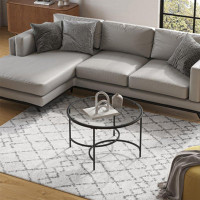Livingandhome Black Legs Modern Tempered Glass Round Coffee Table for ...