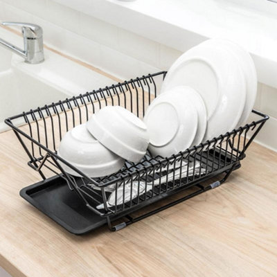Livingandhome Kitchen 2 Tier Metal Dish Drainer Rack Sink Washing Plates  Draining Board
