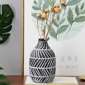Livingandhome Black Modern Distressed Ceramic Vase Home Decor