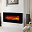 Livingandhome Black Modern Electric Temperature Adjustable Wall Mounted Fireplace 50 Inch