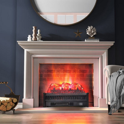 Livingandhome Black Modern Insert Log Electric Fireplace with Realistic  Ember Bed 23 Inch | DIY at Bu0026Q