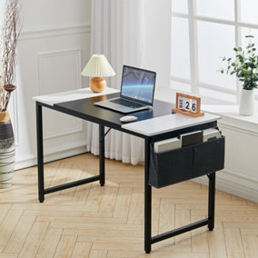 Livingandhome Black Modern Rectangular Metal Frame Computer Desk