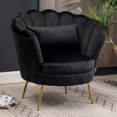 Black velvet tufted accent chair hot sale