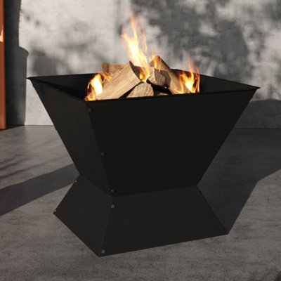 Livingandhome Black Modern Square Steel Outdoor Fire Pit Wood Burning Fire  Bowl | DIY at Bu0026Q