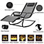 Livingandhome Black Modern Steel Outdoor Lounge Rocking Chair with Pillow