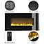 Livingandhome Black Modern Wall Mounted Electric Fireplace with Remote Control 37 Inch