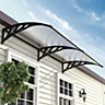 Livingandhome Black Outdoor Front Door Canopy Fixed Awning Rain Shelter W 190 cm x D 100 cm x H 28 cm