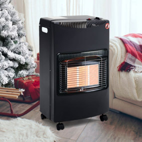 Livingandhome Black Portable Ceramic Gas Heater with Wheels