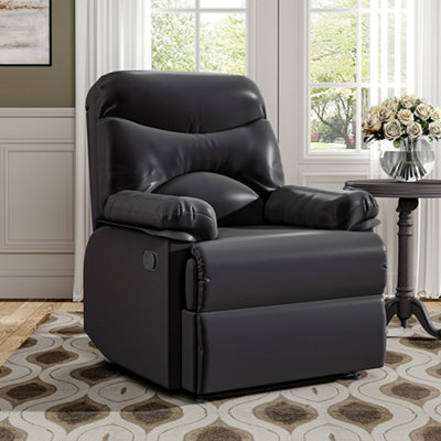 Livingandhome Black PU Leather Upholstered Recliner Armchair DIY at B&Q