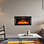 Livingandhome Black Recessed and Freestanding Metal Electric Heater Fireplace 39cm