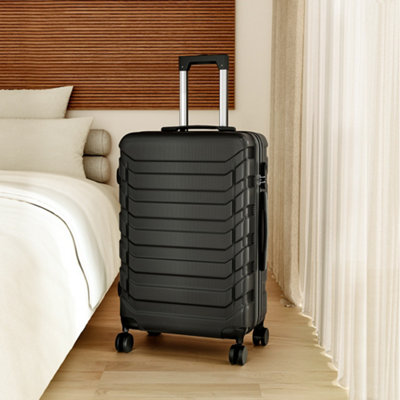 Livingandhome Black Rolling Hardshell Luggage Travel Suitcase, 24