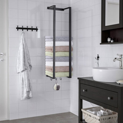 Livingandhome Black Steel Wall Mounted Bathroom Towel Rack and for ...