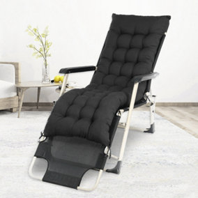 Livingandhome Black Sun Lounger Cushion Long Seat Pad