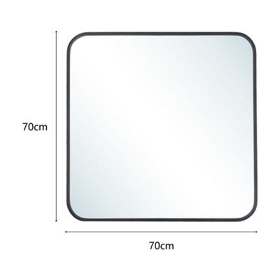 Livingandhome Black Wall Mounted Square Framed Bathroom Mirror 700 mm x 700 mm