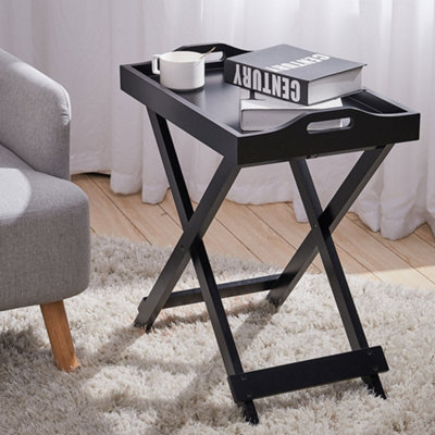 End table with built on sale in tv trays