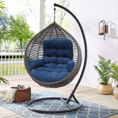 Livingandhome Blue Garden Outdoor Hanging Basket Chair Cushion