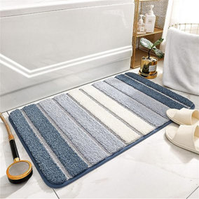 Bath Mat Light Blue Bathroom Mat 40cm 60cm, White Flower Bath Mat