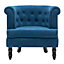Livingandhome Blue Velvet Buttoned Tub Chair