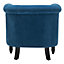 Livingandhome Blue Velvet Buttoned Tub Chair