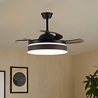 Livingandhome Brown 3 Blade Dimmable Ceiling Fan Light with Remote Control 42 Inch