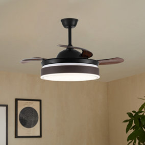 Livingandhome Brown 3 Blade Remote Control Ceiling Fan with Dimmable Light 42 Inch
