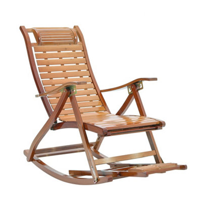 Livingandhome Brown Bamboo Foldable Recliner Lounge Chair