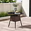 Livingandhome Brown Garden Wicker Tempered Glass Outdoor Table with Parasol Hole 800 x 725 mm