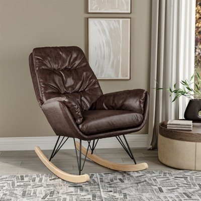 Tan leather rocking chair hot sale