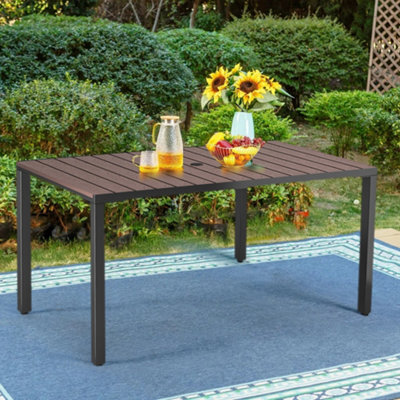 Outdoor dining table discount with parasol hole