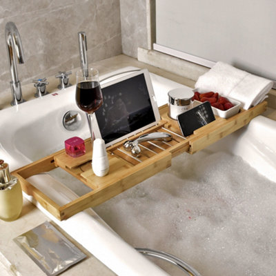 Over the Sink Bathroom Shelf, Rustic Wood Bath Caddy, Bathtub Tray