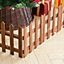 Livingandhome Brown Wooden Christmas Tree Picket Fence for Family Holiday Decoration