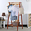 Livingandhome Brown Wooden Free Standing Clothes Rack with Storage Shelf and Rod