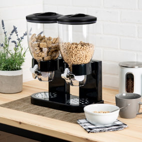 Livingandhome Cereal Dispenser Countertop Containers for Kitchen 2Pc 2L Black