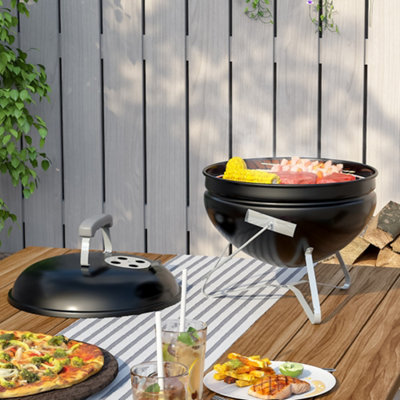 Livingandhome Charcoal BBQ Grill Smoker Portable Meat Cooking Stove Garden  Picnic Fire Bowl