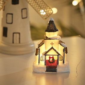Livingandhome Christmas Decorations Luminous Cabin Ornaments with Lights
