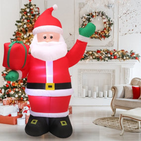 Livingandhome Christmas Inflatable Santa Claus with Gift Bag and LED Lights