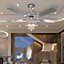 Livingandhome Chrome 5 Wood Blade Ceiling Fan Light Chandelier with Remote Control 52 Inch