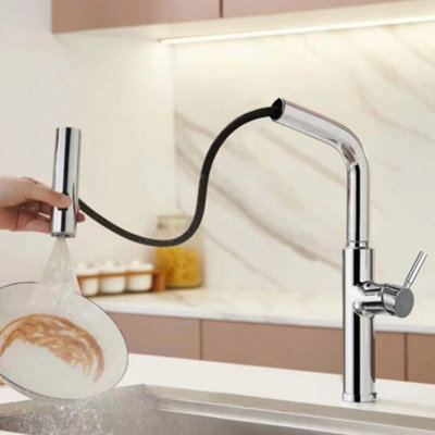 Livingandhome Chrome Retractable Pulldown Kitchen Mixer Tap Faucet ...