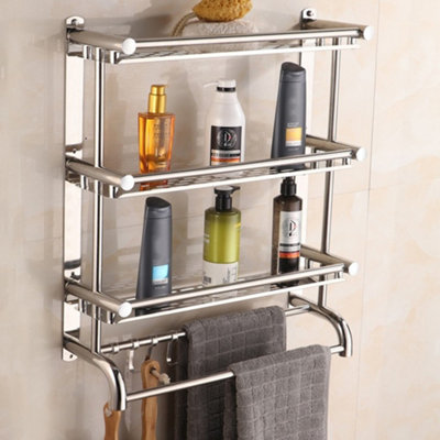 bathroom shelf and towel rack
