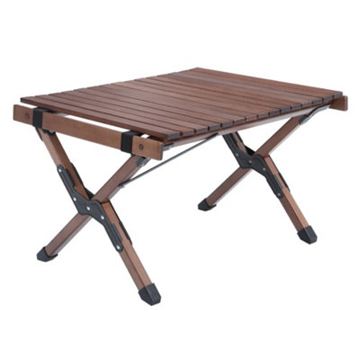 Livingandhome Coffee Brown Outdoor Foldable Low Wooden Table with