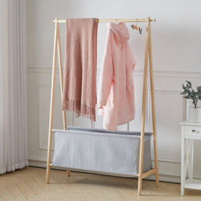 Livingandhome Contemporary Entryway Wooden Clothing Rack with Storage Bag