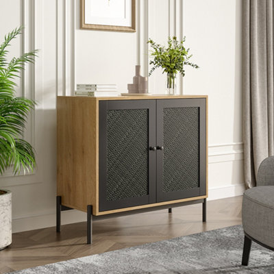 Livingandhome Contemporary Storage Cabinet with Rattan Doors | DIY at B&Q