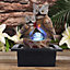 Livingandhome Creative Owl Shape Water Feature Fountain Electric Home Decor