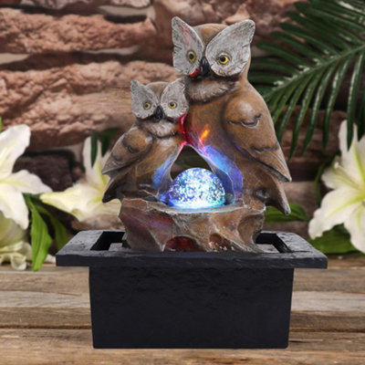 Livingandhome Creative Owl Shape Water Feature Fountain Electric Home
